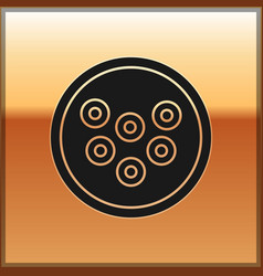 Black Caviar On A Plate Icon Isolated On Gold