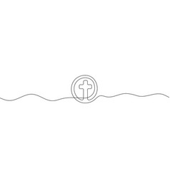 Continuous Line Drawing Of Christian Cross