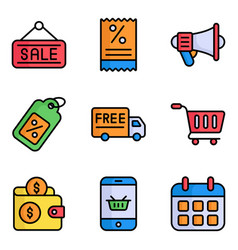 Cyber Monday Icons Set Of E-commerce And Shopping