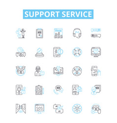 Support Service Line Icons Set Service