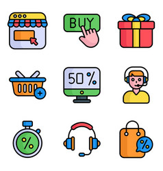 Cyber Monday Icons Set Of E-commerce And Shopping