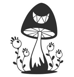 Evil Mushroom Spooky Fantasy Plant Black Icon