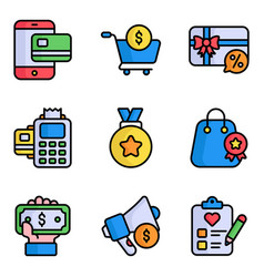 Cyber Monday Icons Set Of E-commerce And Shopping