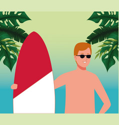 Man Wearing Beach Suit In Surfboard Character