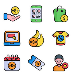 Cyber Monday Icons Set Of E-commerce And Shopping