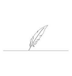 One Continuous Line Drawing Of Bird Feather