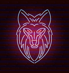 Wolf Neon Sign On A Brick Wall