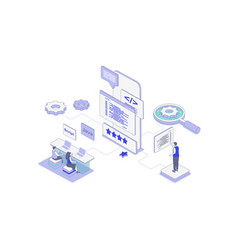 App Development Isometric Concept In Outline