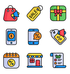 Cyber Monday Icons Set Of E-commerce And Shopping