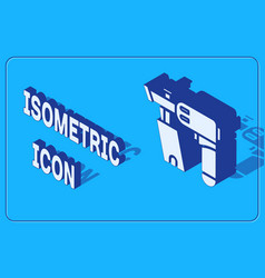 Isometric Nail Gun Icon Isolated On Blue