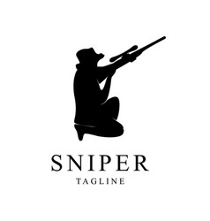 Sniper Logo Design Template Silhouette Style