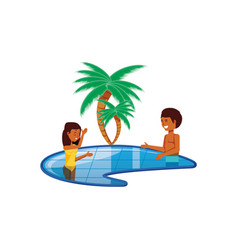 Young Couple In Pool Luxury Scene