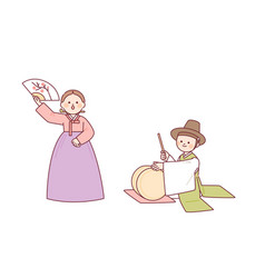 A Cute Character Wearing Hanbok Is Singing