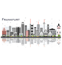 Frankfurt Germany City Skyline With Color