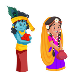 Goddess Radha Lord Krishna Cartoon Character