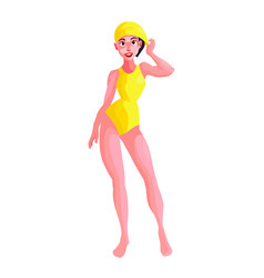 Sports Swimming A Woman In A Yellow Bathing Suit