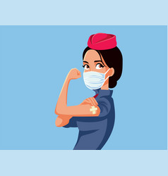 Stewardess Showing Vaccinated Arm