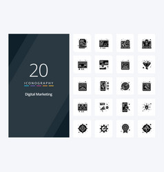 20 Digital Marketing Solid Glyph Icon For