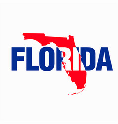 Florida Map Typography Red And Black Color