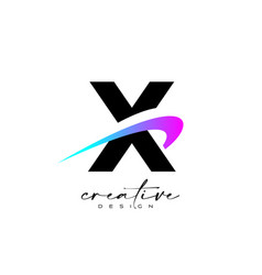 X Letter Logo Design With Creative Purple Blue