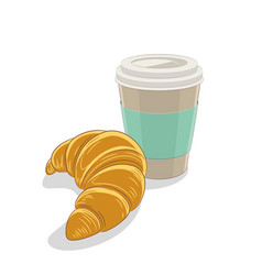 Croissant And Paper Coffee Cup Breakfast