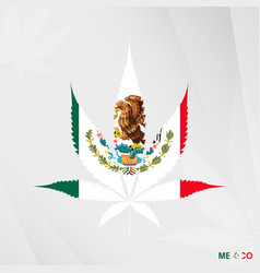 Flag Of Mexico In Marijuana Leaf Shape