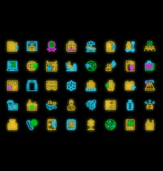 Travel Agent Icons Set Neon