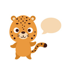 Cute Little Jaguar With Speech Bubble On White