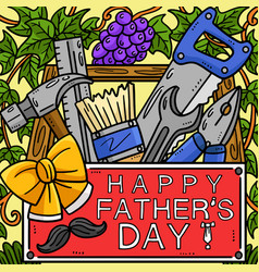 Happy Fathers Day Toolbox Colored Cartoon