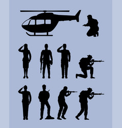 Nine Military Squad Silhouettes