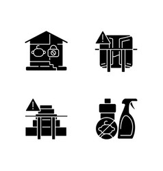 Safety Precaution At Home Black Glyph Icons Set