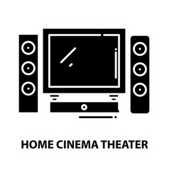 Home Cinema Theater Icon Black Sign