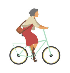 Woman Riding Bicycle Old Person On Bike