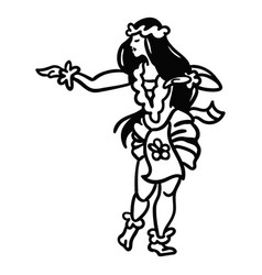 Dancing Hawaiian Woman Arms Out Outline