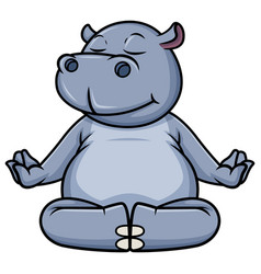 Hippo Character Meditating Cartoon Clip Art