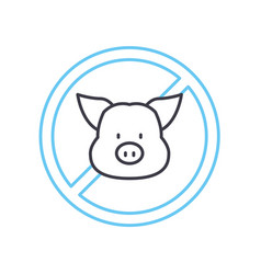 No Pork Meat Line Icon Outline Symbol