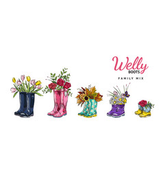 Wellington Boot With Colorful Spring And Autumn