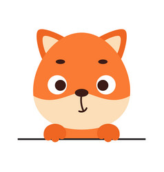 Cute Little Fox Head On White Background Cartoon