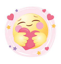 Social Media Emoji Hugging A Heart Romantic