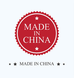 Made In China Label Stamp Red Badge Shield Import