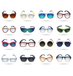 Sunglasses Fashion Reflection Mirror Icons Set