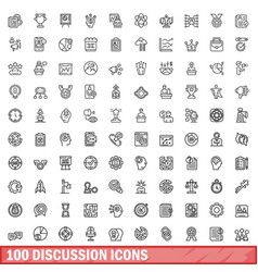 100 Discussion Icons Set Outline Style