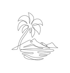 Abstract Tropical Landscape Continuous Art Line