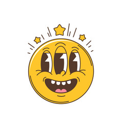 Cartoon Retro Groovy Hippie Smile Emoji Symbol