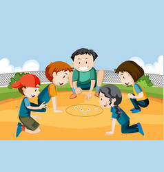 Border template with kids playing games Royalty Free Vector