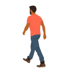 Young Man Walking Back View Isolated