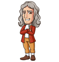 Isaac Newton With Arms Crossed Cartoon Clip Art