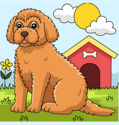 Goldendoodle Dog Colored Cartoon