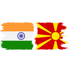 Northern Macedonia And India Grunge Flags