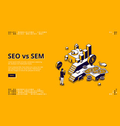 Seo Vs Sem Isometric Landing Digital Marketing